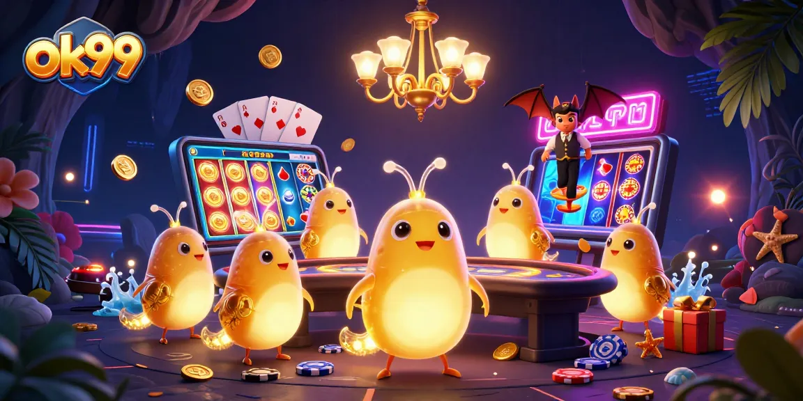 Experience the excitement at ok99 as glowworms illuminate a dynamic cave casino scene.