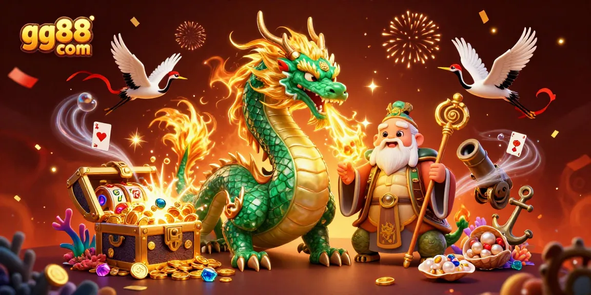 Experience luck at gg88 com with a vibrant 3D dragon and treasure-filled casino scene