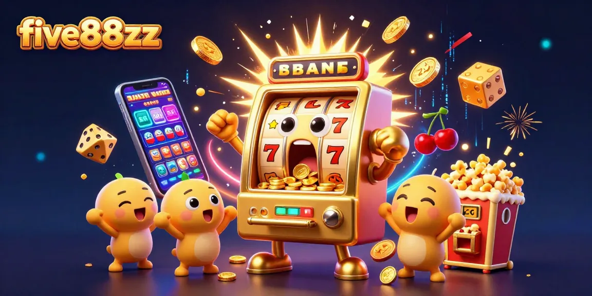 Experience dynamic winning moments at five88zz with golden slot machines celebrating jackpots amidst a lively casino atmosphere.