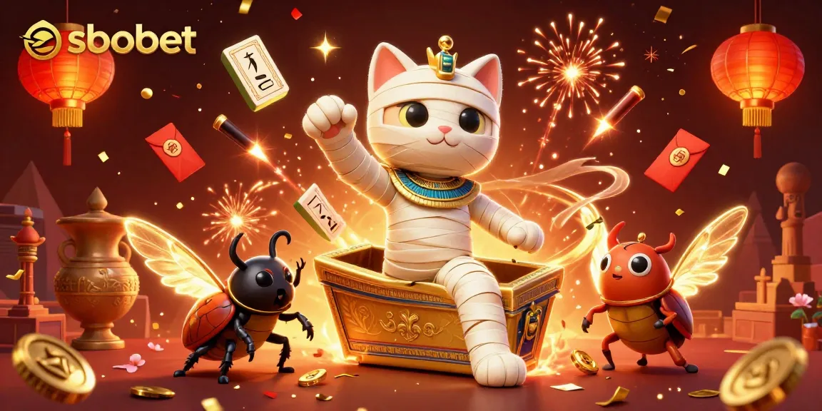 Experience sbobet betting thrills with animated Egyptian mummy characters and vibrant casino elements.