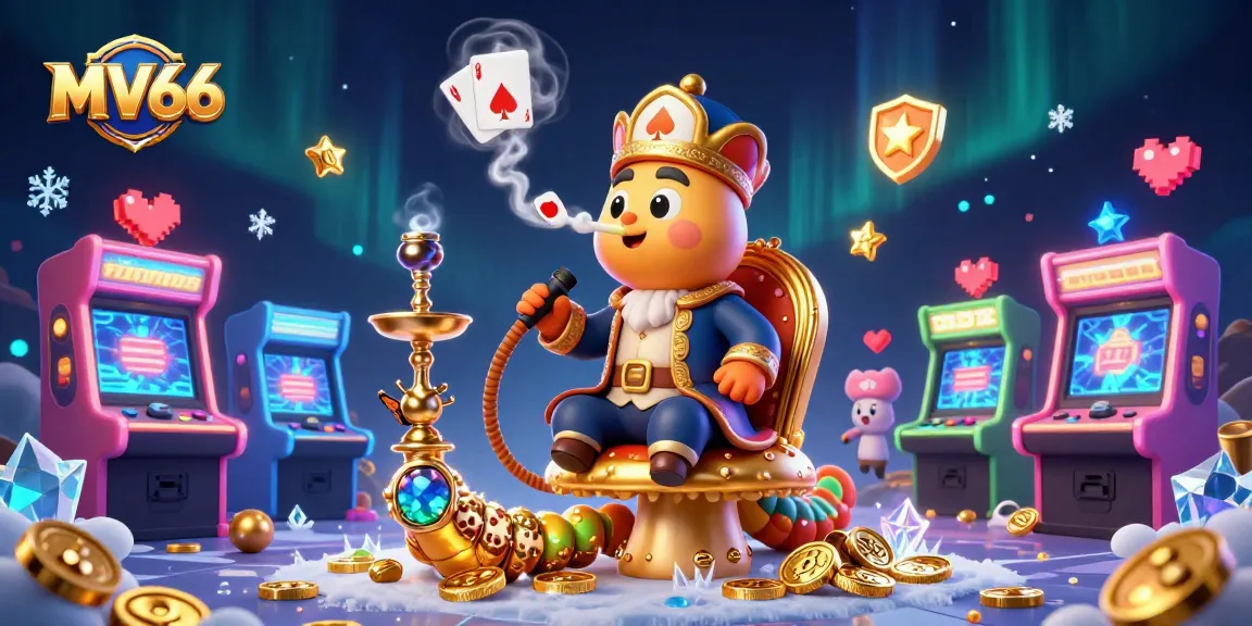 Experience thrilling gameplay at MV66 with a vibrant illustration featuring a whimsical caterpillar and casino-themed elements.