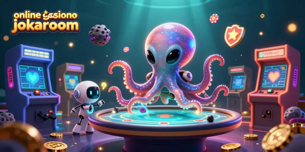 Play exciting online casino games jokaroom with a vibrant 3D alien poker scene.
