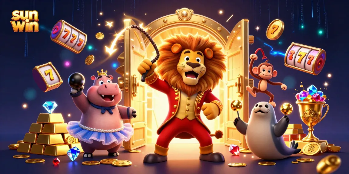 Experience thrilling gaming action with sun-win in this vibrant 3D casino scene filled with treasures.