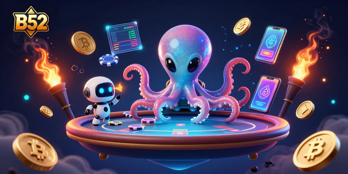 Engage with B52's thrilling poker adventure featuring an alien octopus and crypto elements.
