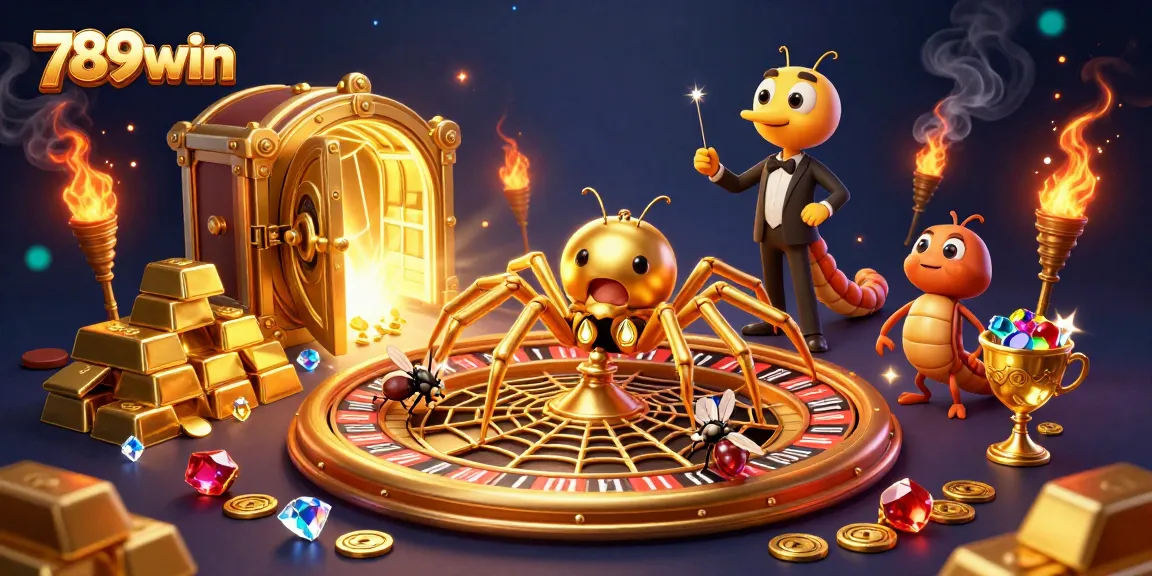 Engage in thrilling bets at 789win with a lively golden spider roulette scene.