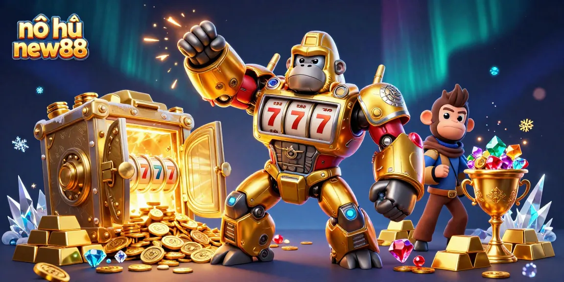 Experience the thrill of nổ hũ new88 with an explosive slot machine-themed 3D illustration!