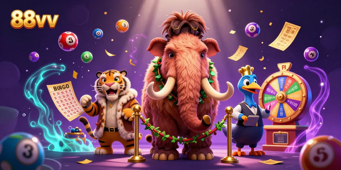 Experience the excitement of 88vv with vibrant lottery balls and dynamic casino characters in action.