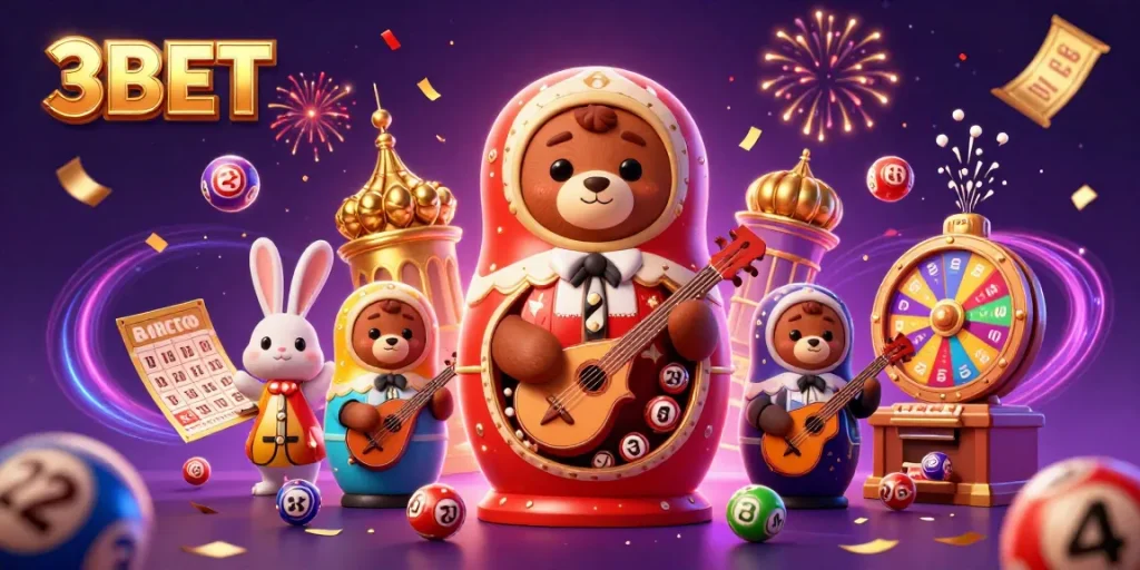 Experience the thrill of 3BET casino with vibrant lottery action and festive atmosphere.