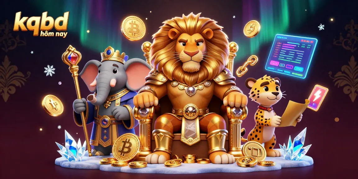 Experience kqbd hôm nay with a fierce lion king, wise elephant, and agile cheetah set in a dynamic casino scene.