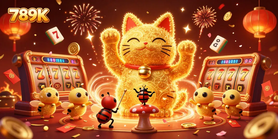 Experience the thrilling world of 789K as golden fireflies celebrate with vibrant casino symbols.