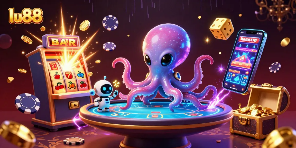 Experience thrilling gameplay at lu88 with an exciting alien octopus running a holographic poker table.