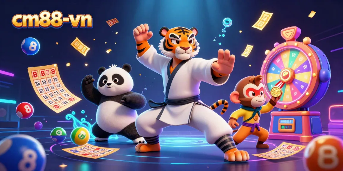 Experience the vibrant interactive gaming world at cm88-vn, featuring lottery balls and dynamic casino motifs.