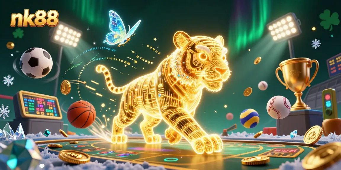 Experience thrilling betting action at nk88 with vibrant neon visuals and dynamic casino elements.