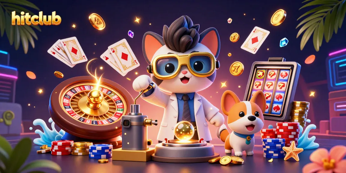 Experience excitement at hitclub with a vibrant 3D casino scene filled with golden coins and jackpot thrills.
