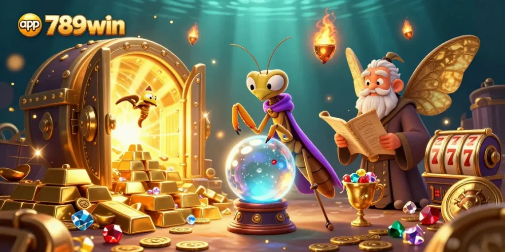 Win big with the app 789win in this enchanting casino illustration filled with treasures.