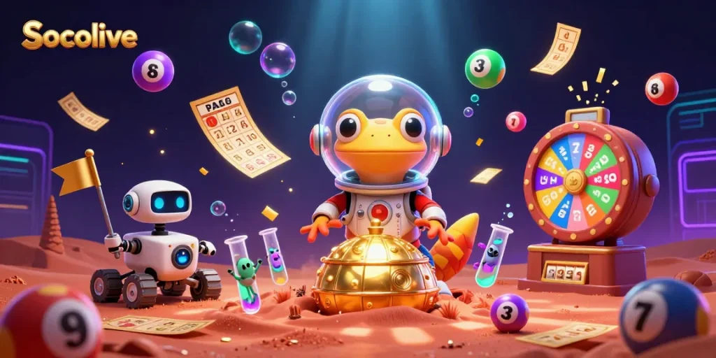 Socolive offers a thrilling space-themed gambling experience with dynamic lottery games and vibrant visuals.