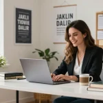 Jaklin Dalir inspiring personal branding scene in a modern home office.