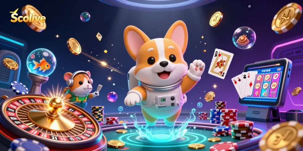 Socolive captivates with vibrant casino illustration featuring a poker-themed space adventure.