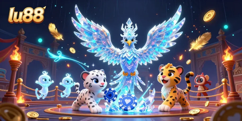 Experience thrilling gaming adventures with lu88 in this enchanting 3D casino illustration.