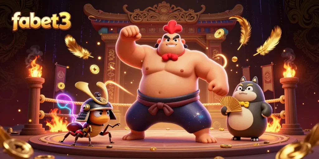 Experience fabet3 in a thrilling sumo wrestling scene with dynamic gaming elements.