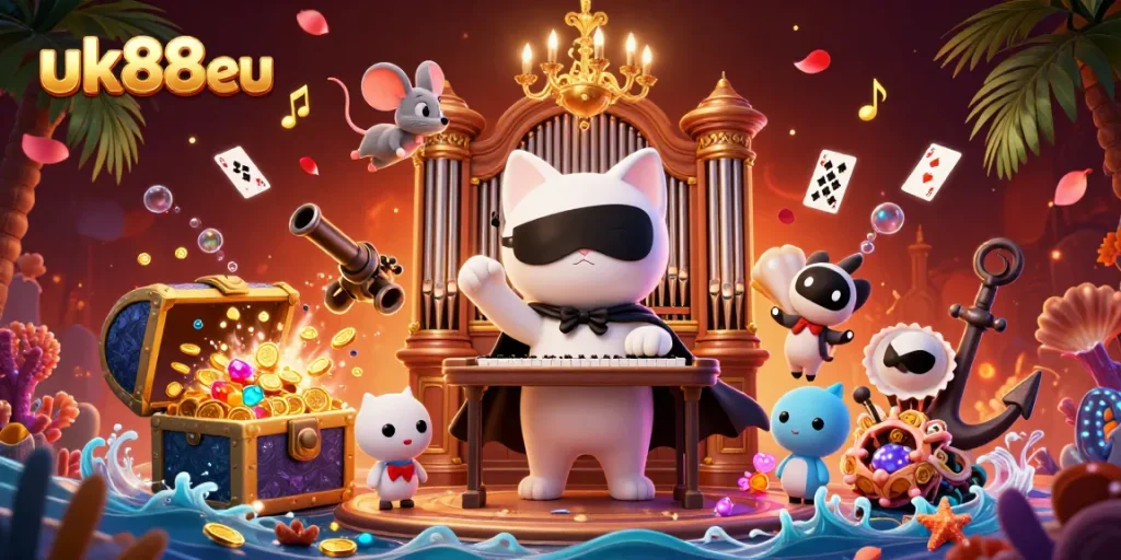 Experience thrilling gameplay and winning rewards at uk88eu with a casino adventure illustration.