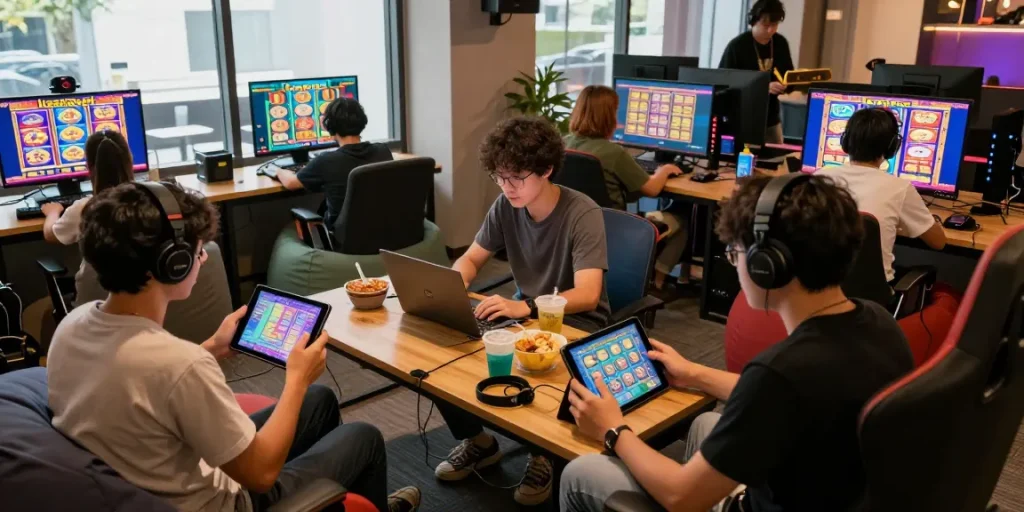 Engaging gaming environment with players enjoying katatogel on devices
