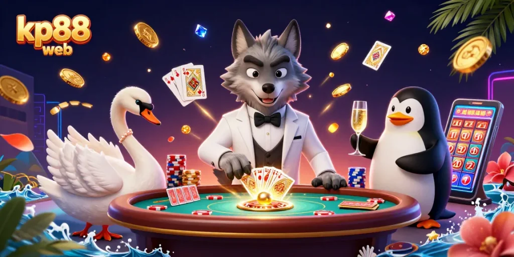 Experience thrilling gameplay at kp88 web with a vibrant casino scene featuring engaging characters and rich game elements.