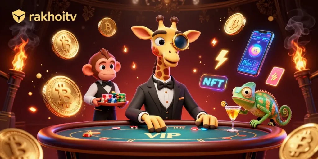 Join rakhoitv for thrilling live sports betting with entertaining characters and exciting crypto elements.