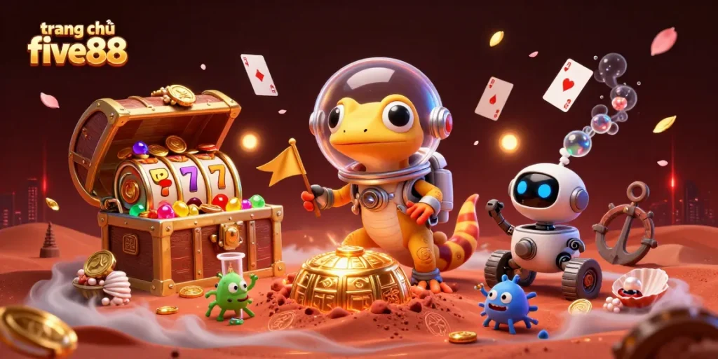 Experience the thrill of trang chủ five88 with a Martian gecko discovering a buried casino.