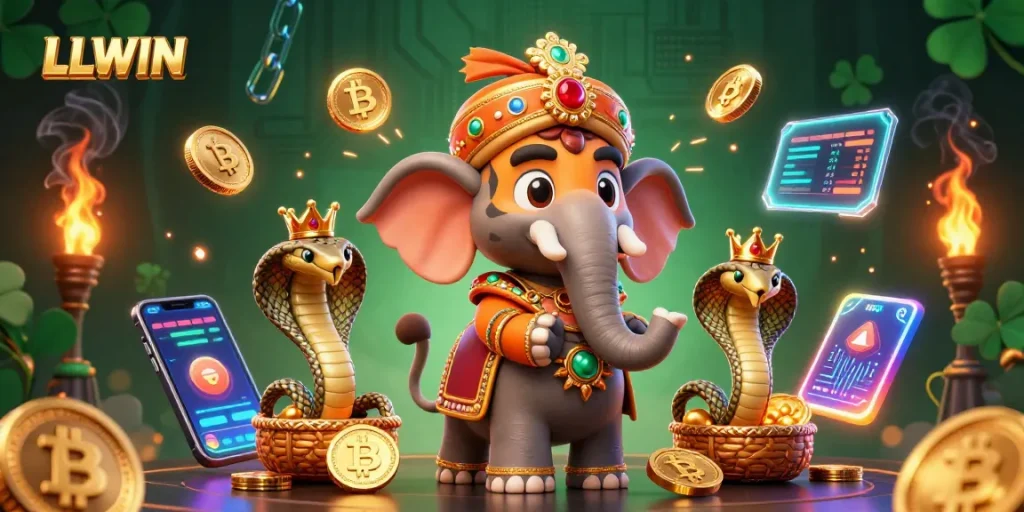 Experience thrilling wins at LLWIN with vibrant illustrations of a digital casino adventure featuring exotic characters.