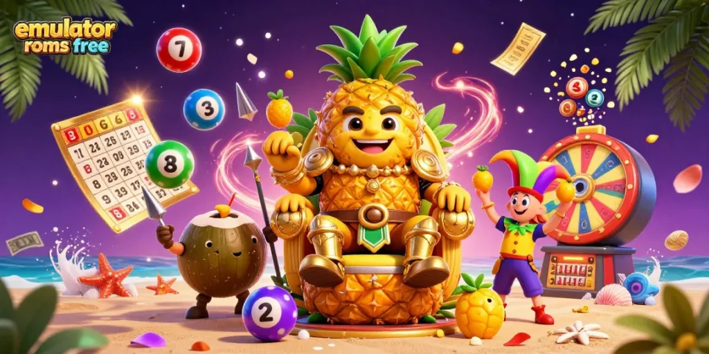 Engage in exciting gameplay with emulator roms free amidst a vibrant casino-themed scene featuring vivid characters and dynamic elements.