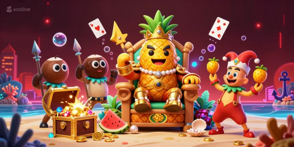 Socolive transforms viewing into a vibrant experience with a lively beach casino scene packed with colorful elements.