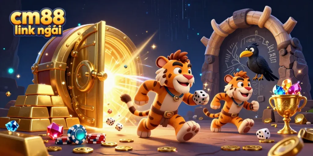 Experience the thrilling cm88 link mới with caveman characters, vibrant casino elements, and dynamic winnings.